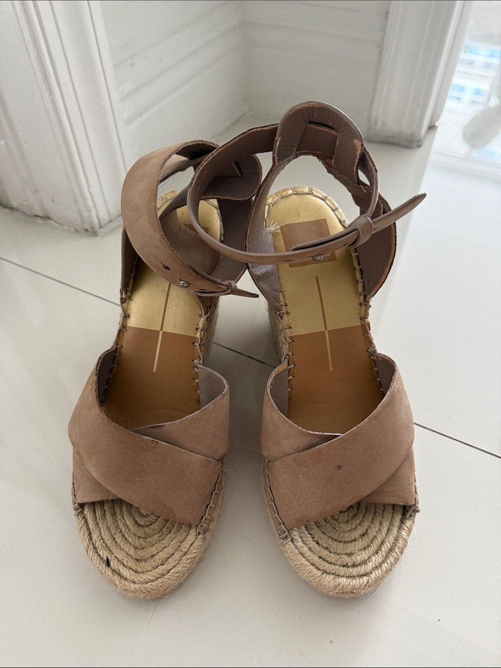 Dolce Vita Tan Espadrille Wedge Sandals with Ankle Strap